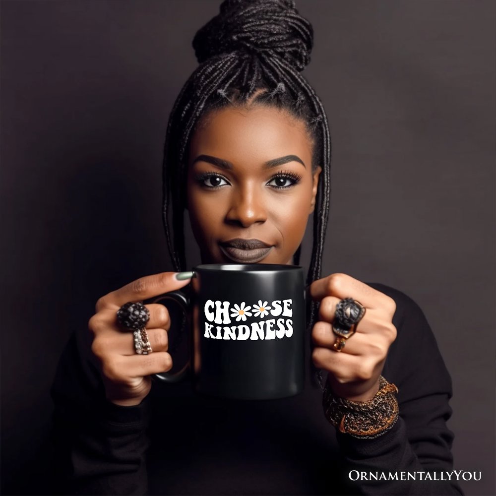 Choose Kindness Daisies Personalized Mug, Retro Groovy Positive Quote Gift with Custom Name Personalized Ceramic Mug OrnamentallyYou 