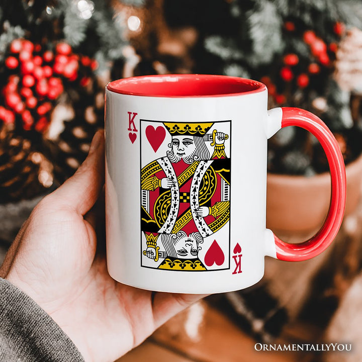 King of Hearts Card Personalized Mug, Classic Retro Love Valentine Gift with Custom Name Personalized Ceramic Mug OrnamentallyYou 