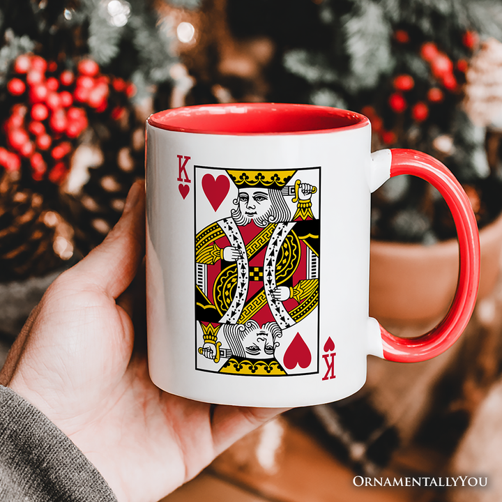 King of Hearts Card Personalized Mug, Classic Retro Love Valentine Gift with Custom Name