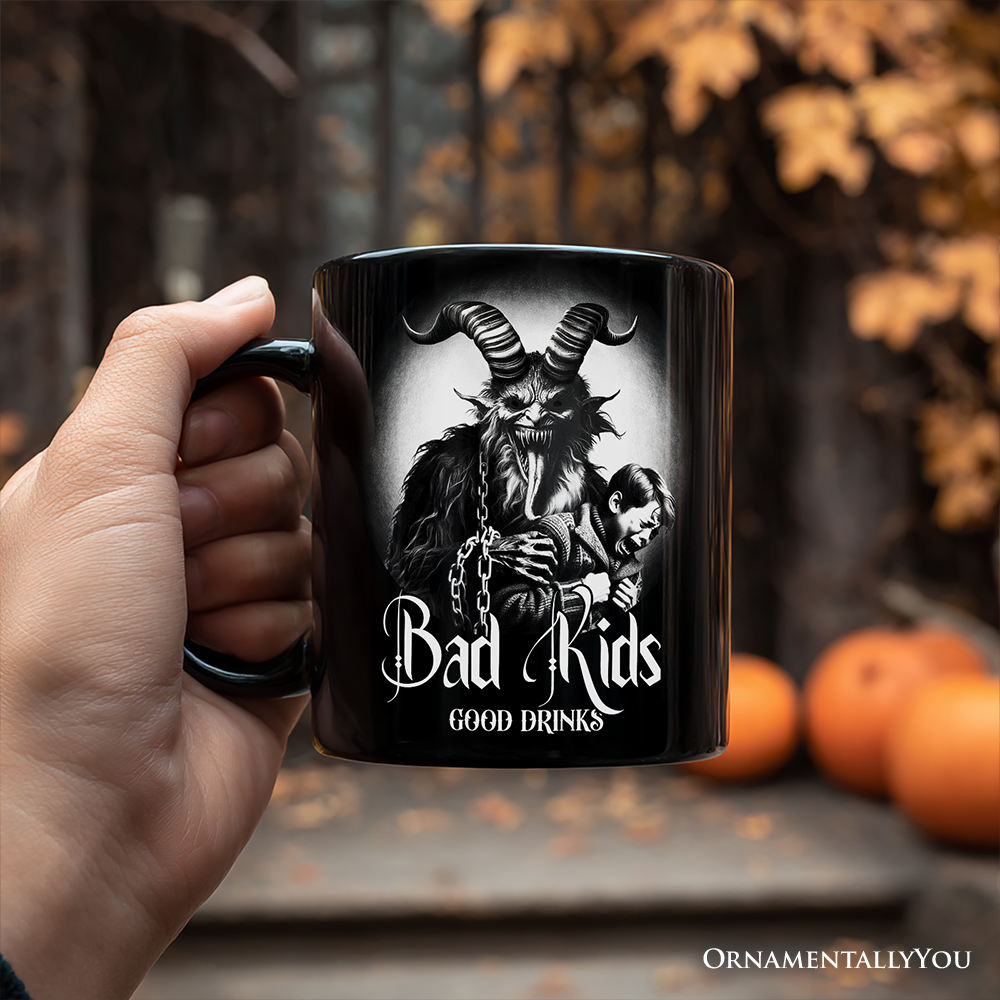 Krampus Spooky Portrait Personalized Mug Horror Villain Theme Halloween Gift with Custom Name