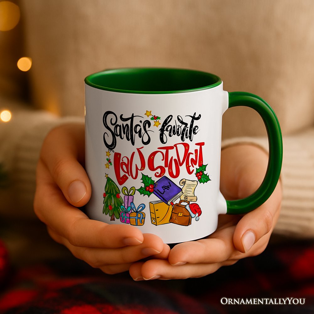 Santa's Favorite Law Student Personalized Mug, Future Lawyer Gift with Custom Name Personalized Ceramic Mug OrnamentallyYou 