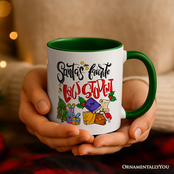 Santa's Favorite Law Student Personalized Mug, Future Lawyer Gift with Custom Name Personalized Ceramic Mug OrnamentallyYou 