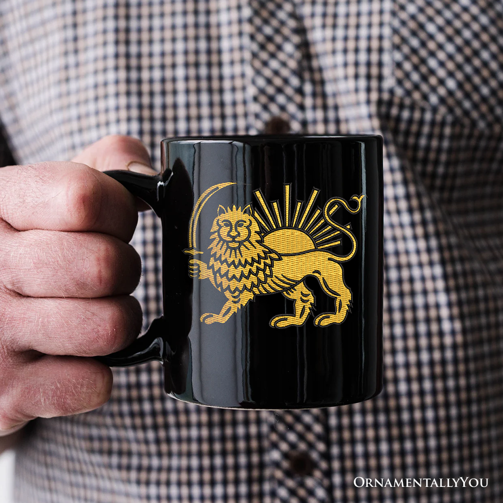 Iran Lion and Sun Emblem Personalized Mug, Protest Persian Heritage Pride Gift with Custom Name