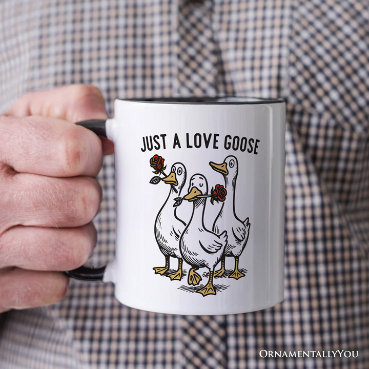 Just a Love Goose Quirky Valentine Personalized Mug, Sarcastic Funny Gift with Custom Name