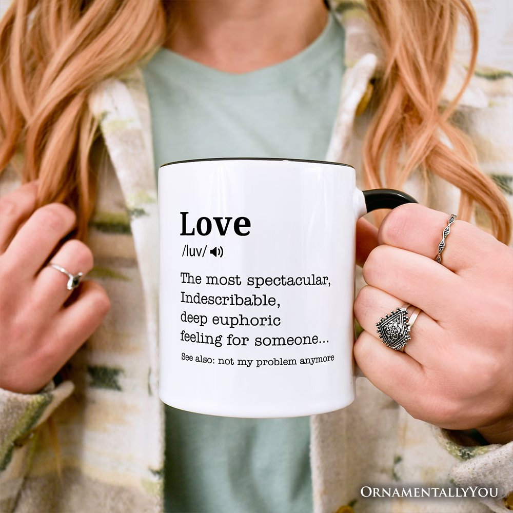 Love: Not My Problem Anymore Definition Personalized Mug, Sarcastic Gift for Exes with Custom Name Personalized Ceramic Mug OrnamentallyYou 