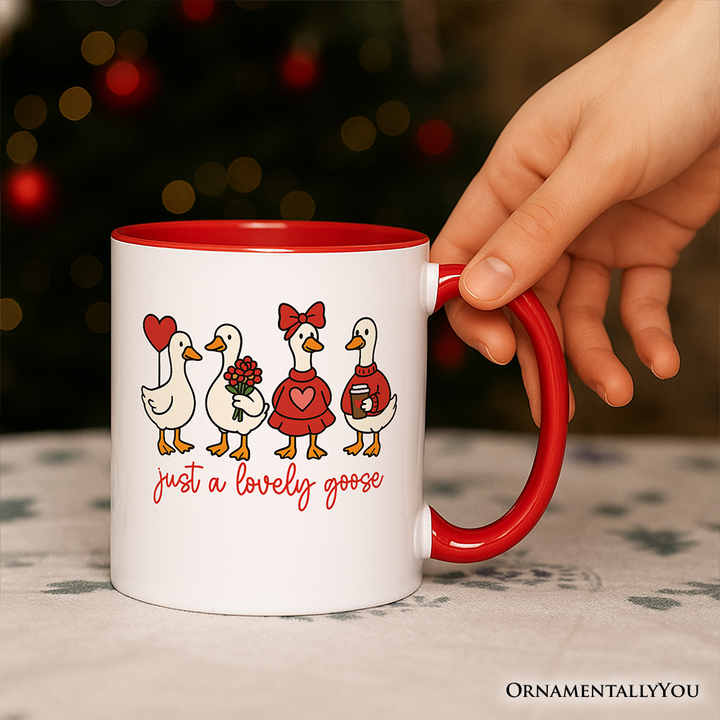 Just a Lovely Goose Personalized Mug, Coquette Valentine Cute Love Gift with Custom Name