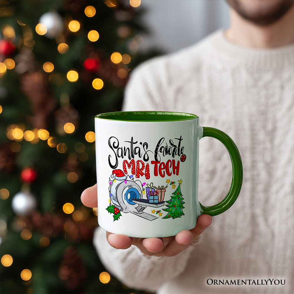Santa's Favorite MRI Tech Personalized Mug, Health Imaging Technologist Christmas Gift with Custom Name