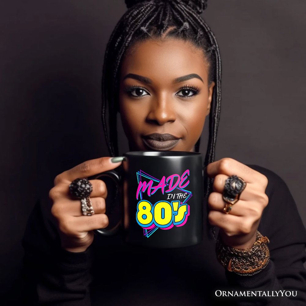 Made In The 80s Personalized Mug, Neon Retro Eighties Kid Gift with Custom Name Personalized Ceramic Mug OrnamentallyYou 