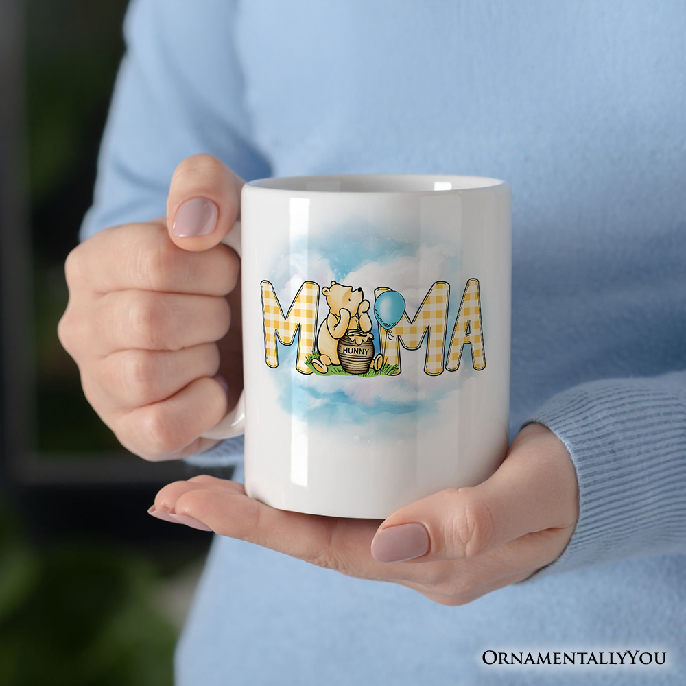 Gingham Bear Mama Personalized Mug, Honey Bear Family Gift with Custom Name