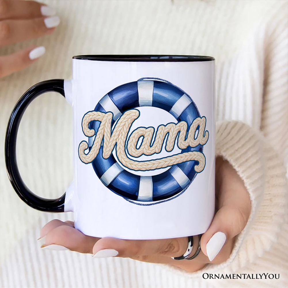 Mama Cruise Personalized Mug, Printed Faux Yarn Vacation Gift with Custom Name