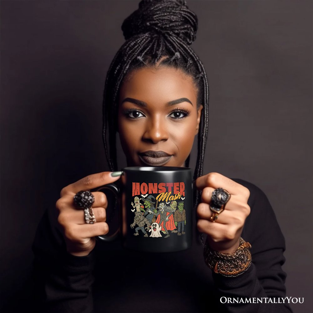 Vintage Monster Mash Personalized Mug, Retro Halloween Friends Gift with Custom Name Personalized Ceramic Mug OrnamentallyYou 