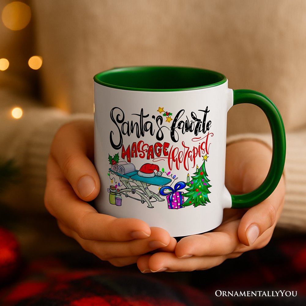 Santa’s Favorite Massage Therapist Personalized Mug, Spa Appreciation Christmas Gift with Custom Name Personalized Ceramic Mug OrnamentallyYou 