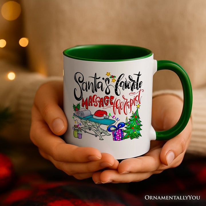 Santa’s Favorite Massage Therapist Personalized Mug, Spa Appreciation Christmas Gift with Custom Name Personalized Ceramic Mug OrnamentallyYou 
