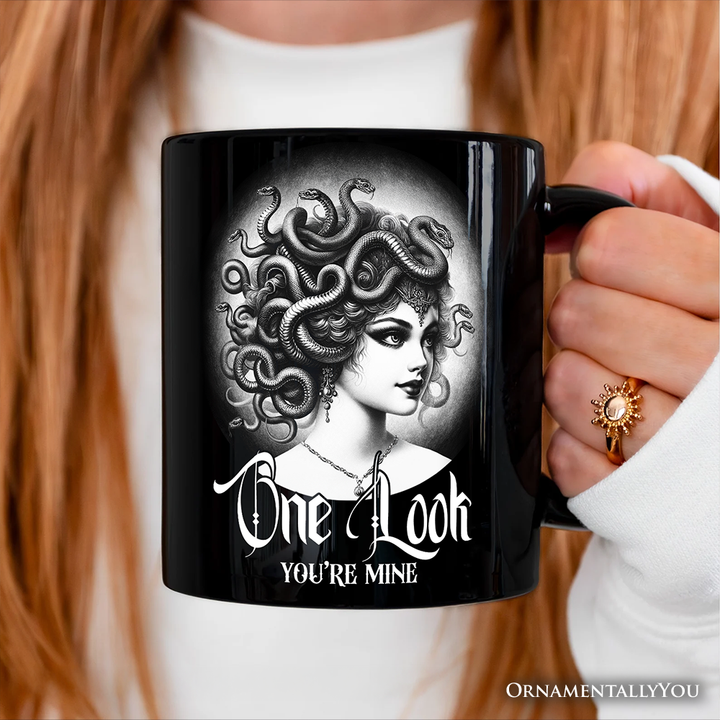 Medusa Spooky Portrait Personalized Mug Horror Villain Theme Halloween Gift with Custom Name