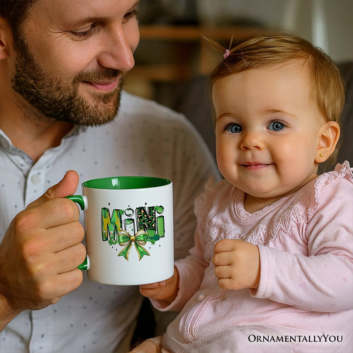 Coquette Mini Clover Bow St Patrick’s Day Personalized Mug, Green Lucky Shamrock Clover Gift with Custom Name Personalized Ceramic Mug OrnamentallyYou 