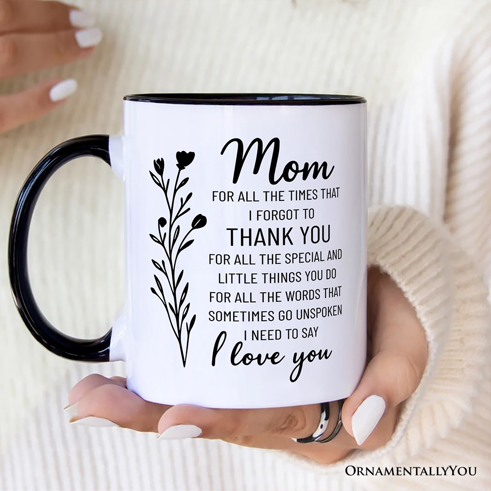 Thank You Mom Personalized Mug, Minimalist Mama Gift with Custom Name