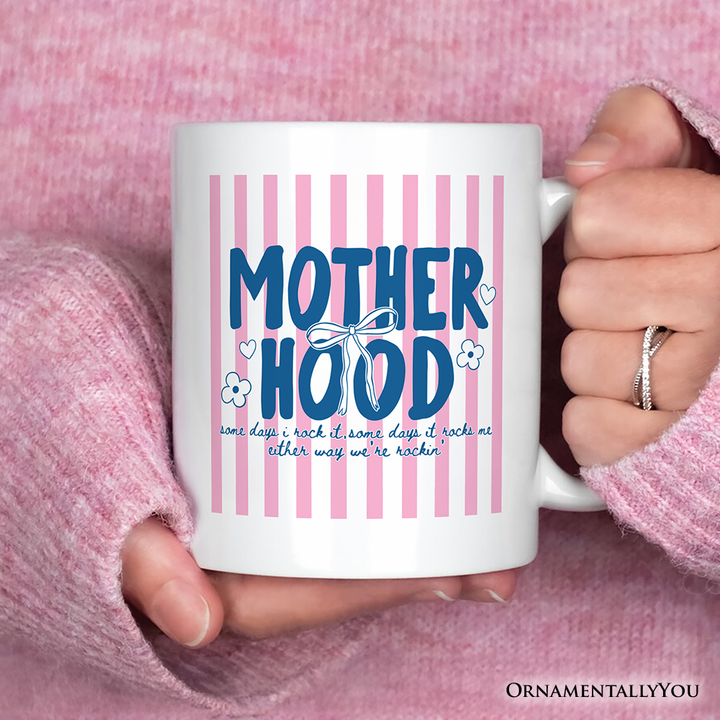 Motherhood Striped Mug, Rockin' Trendy Preppy Mom Gift