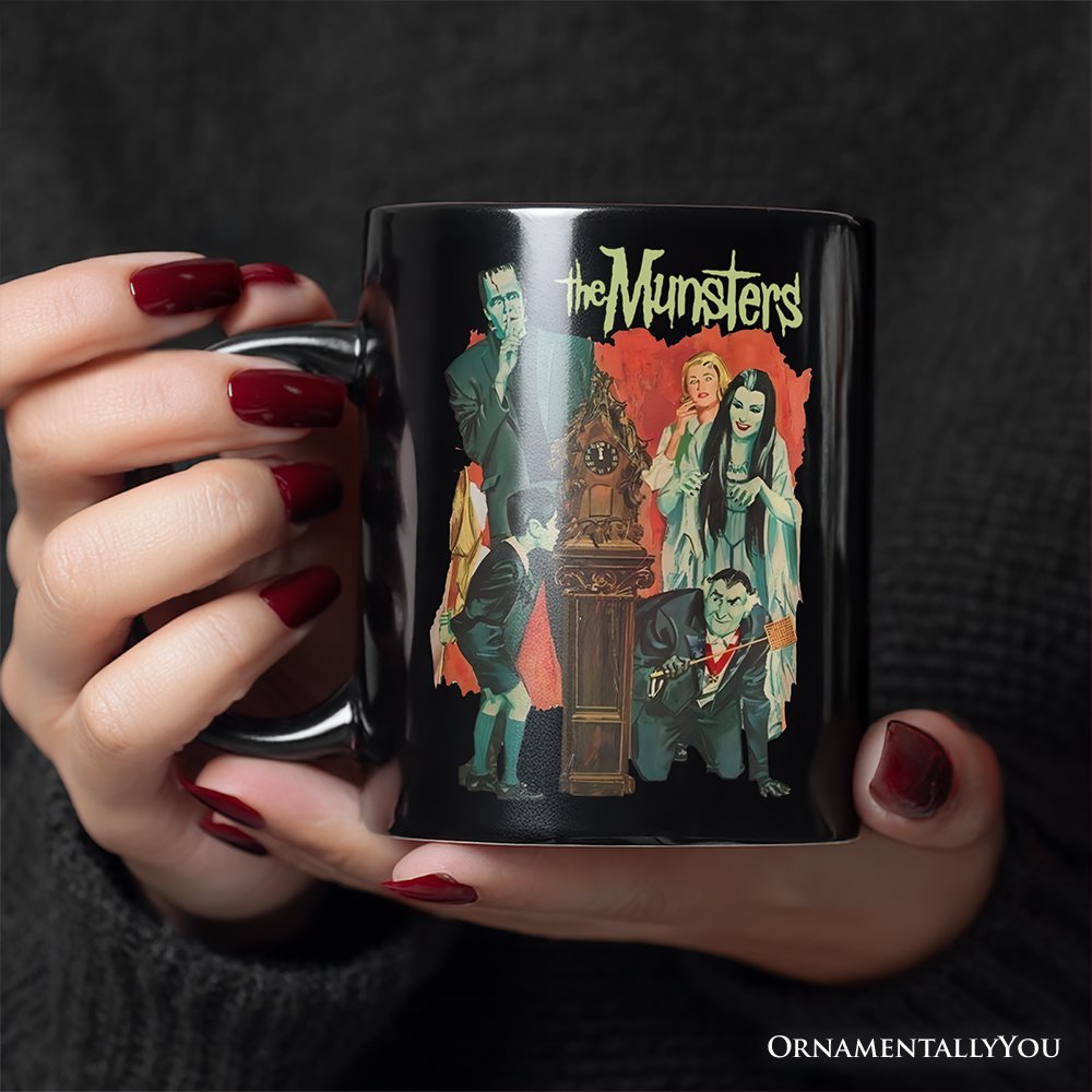 Retro Monster Family Sitcom Personalized Mug, Horror Halloween Gift with Custom Name Personalized Ceramic Mug OrnamentallyYou 