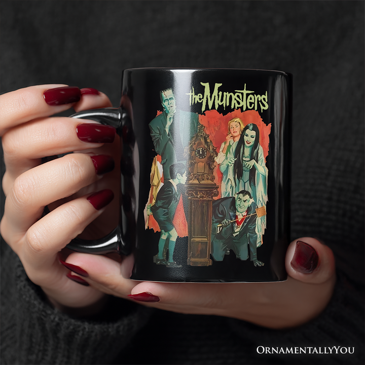 Retro Monster Family Sitcom Personalized Mug, Horror Halloween Gift with Custom Name