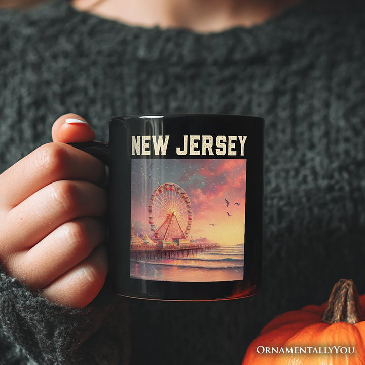 Vibrant The Wheel New Jersey State Personalized Mug, Atlantic City Shore Gift and East Coast Souvenir with Custom Name Personalized Ceramic Mug OrnamentallyYou 