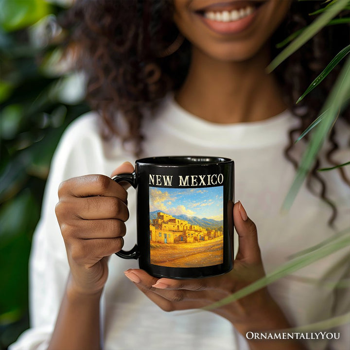Artistic New Mexico State Taos Pueblo Personalized Mug, Native American Heritage Gift and Southwestern Cultural Souvenir with Custom Name Personalized Ceramic Mug OrnamentallyYou 