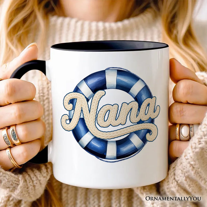 Nana Cruise Personalized Mug, Printed Faux Yarn Vacation Gift with Custom Name Personalized Ceramic Mug OrnamentallyYou 