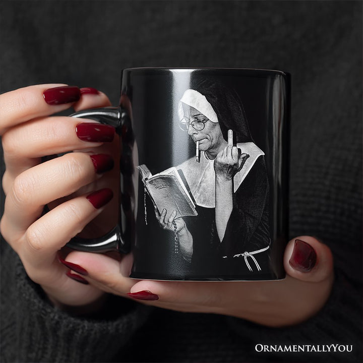 Eccentric Gothic Smoking Nun Personalized Mug, Unique Halloween Gift with Custom Name Personalized Ceramic Mug OrnamentallyYou 