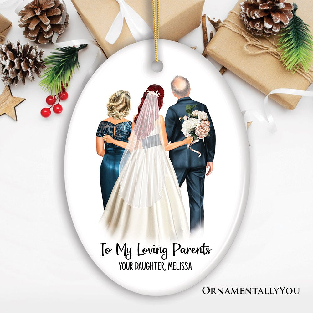 Bride with Parents Wedding Gift Customized Ornament Ceramic Ornament OrnamentallyYou Oval 
