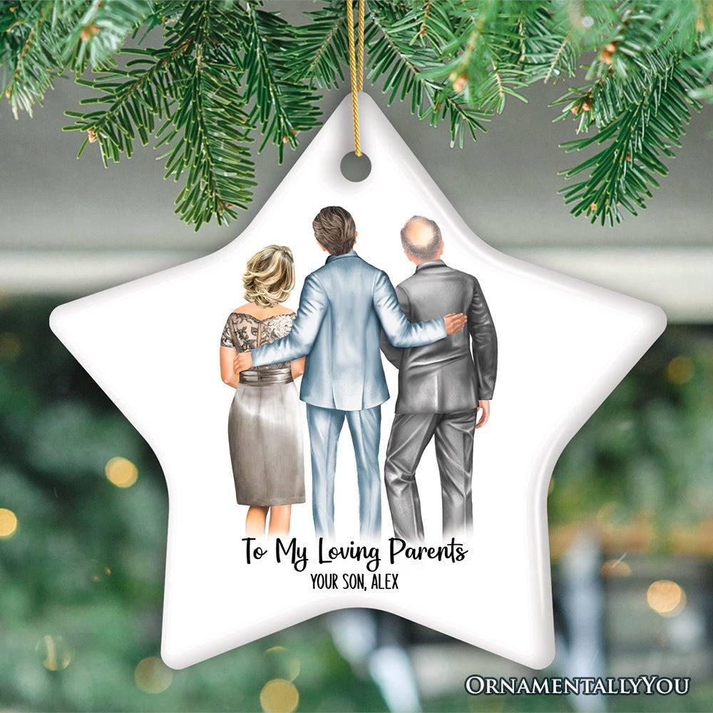 Groom with Parents Wedding Gift Customized Ornament Ceramic Ornament OrnamentallyYou Star 