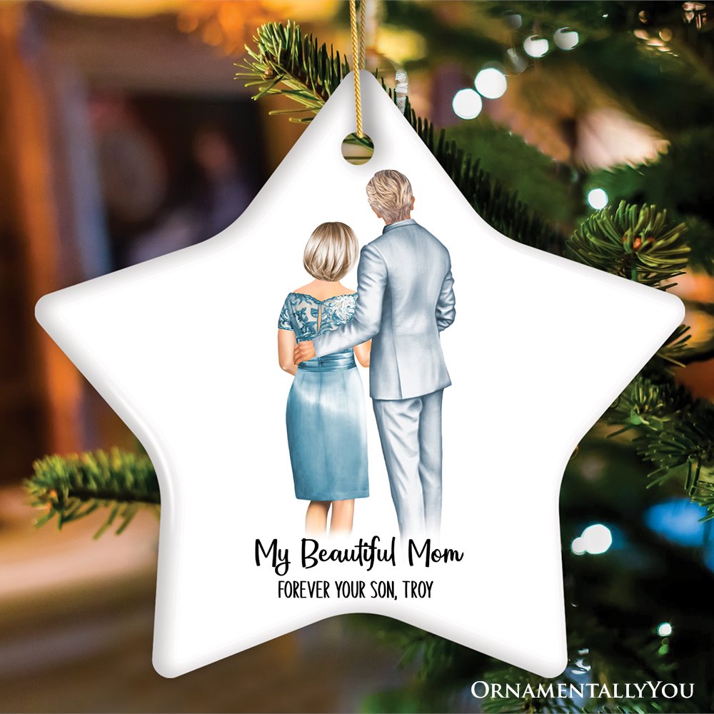 Mother and Son Wedding Groom Personalized Gift Ornament Ceramic Ornament OrnamentallyYou Star 