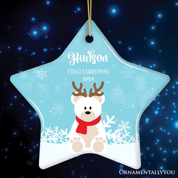 Baby’s 1st Christmas Polar Bear Personalized Ornament Ceramic Ornament OrnamentallyYou Star 