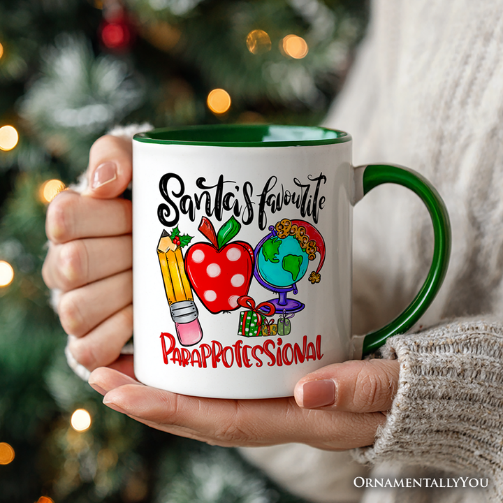 Santa's Favorite Paraprofessional Personalized Mug, Educational Assistant Christmas Gift with Custom Name