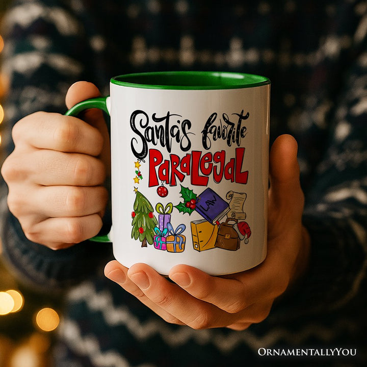 Santa's Favorite Paralegal Personalized Mug, Legal Support Appreciation Christmas Gift with Custom Name Personalized Ceramic Mug OrnamentallyYou 