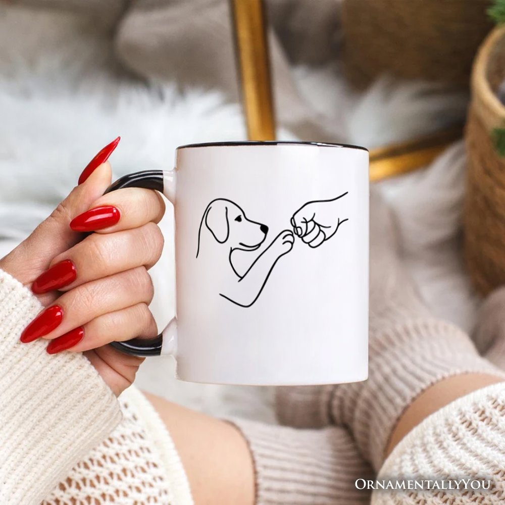 Paw Friends Minimalist Line Art Dog Personalized Mug, Cute Dog Parents Gift with Custom Name Personalized Ceramic Mug OrnamentallyYou 