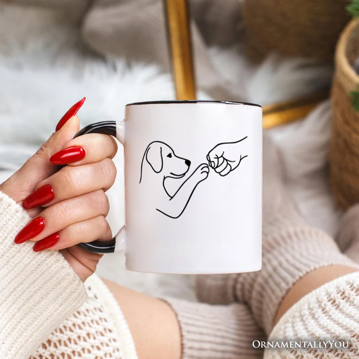 Paw Friends Minimalist Line Art Dog Personalized Mug, Cute Dog Parents Gift with Custom Name