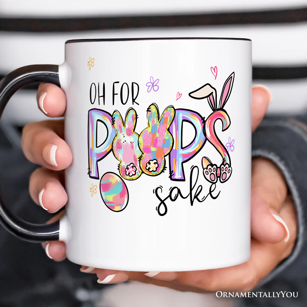 Oh For Peeps Sake Personalized Mug, Funny Easter Bunny Spring Gift with Custom Name