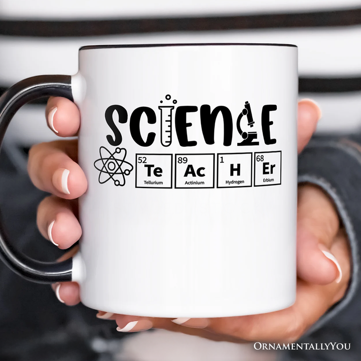 Science Teacher Elements Personalized Mug, Periodic Table Gift for Educators with Custom Name