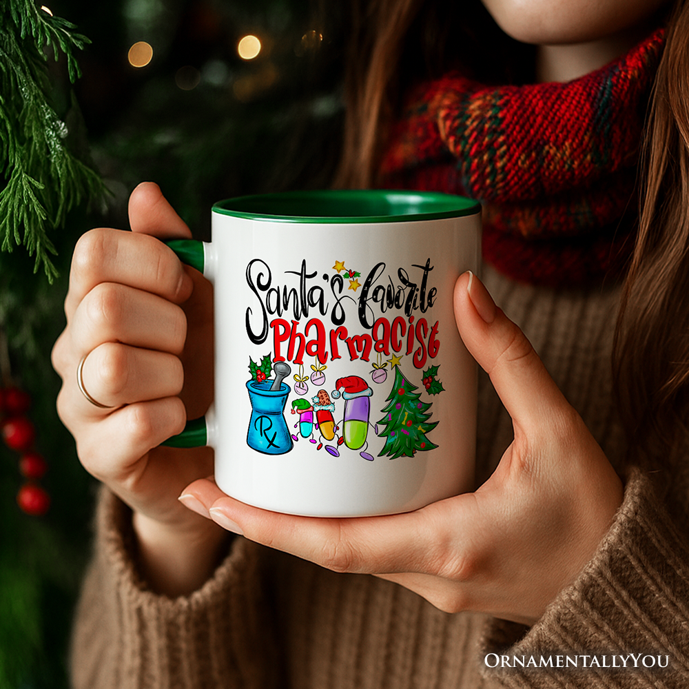 Santa’s Favorite Pharmacist Christmas Personalized Mug, Pharmacy Appreciation Gift with Custom Name