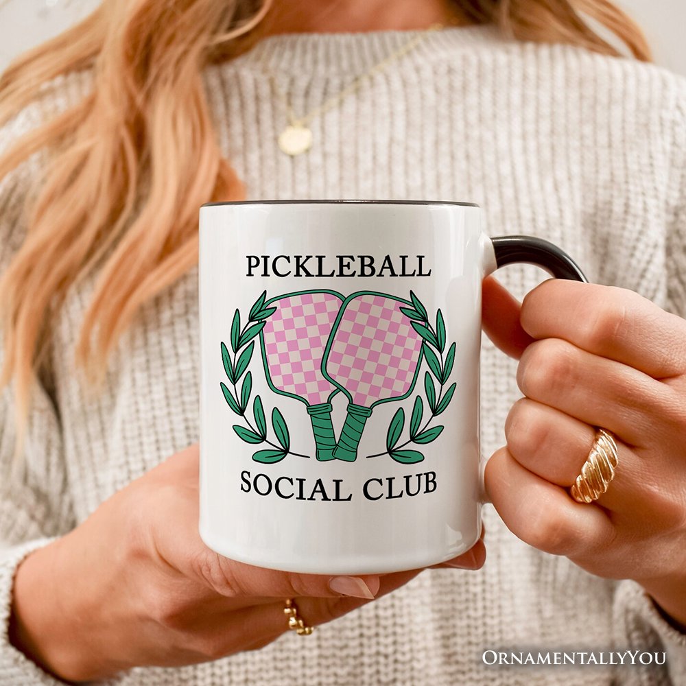 Pickleball Social Club Personalized Mug, Cute Retro Girly Sporty Gift with Custom Name Personalized Ceramic Mug OrnamentallyYou 