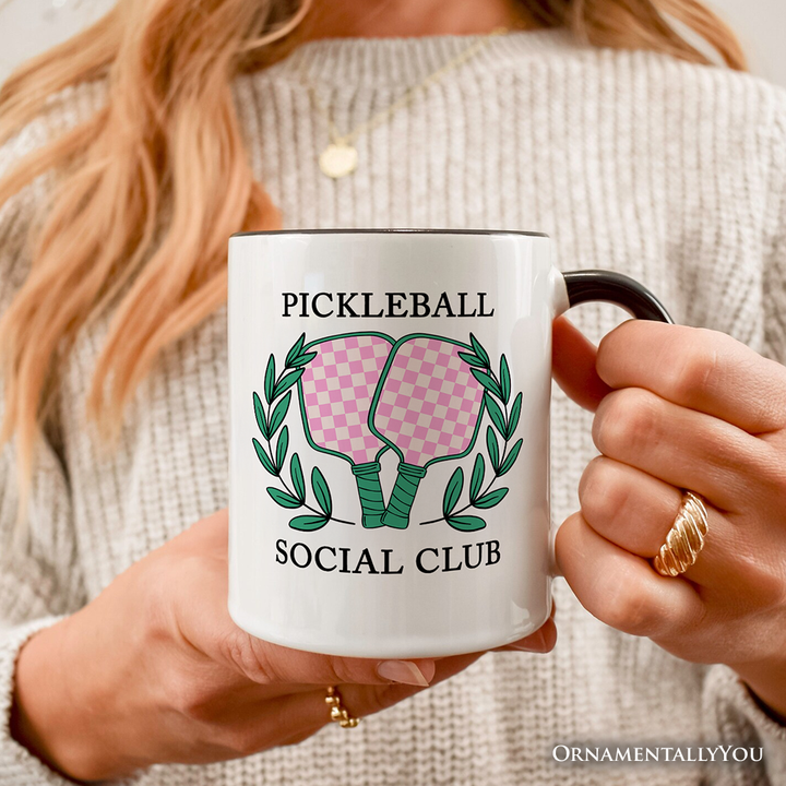 Pickleball Social Club Personalized Mug, Cute Retro Girly Sporty Gift with Custom Name