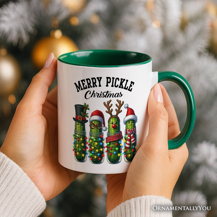 Christmas Pickles Personalized Mug, Festive Holiday Cucumber Holiday Gift with Custom Name Personalized Ceramic Mug OrnamentallyYou 