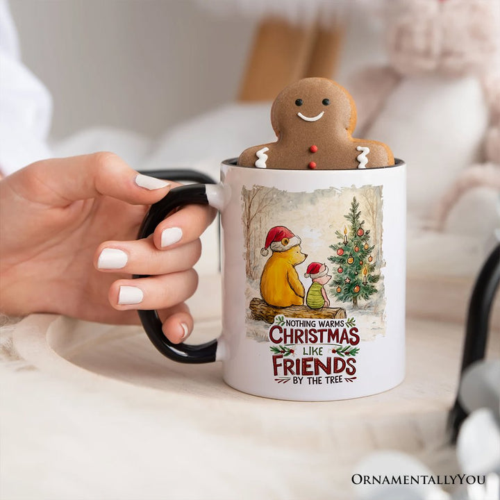 Nothing Warms Christmas Like Friends Pooh Bear Personalized Mug, Heartwarming Holiday Gift with Custom Name Personalized Ceramic Mug OrnamentallyYou 