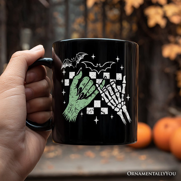 Monster Skeleton Pinky Promise Personalized Mug, Funny Spooky Halloween Mug Personalized Ceramic Mug OrnamentallyYou 