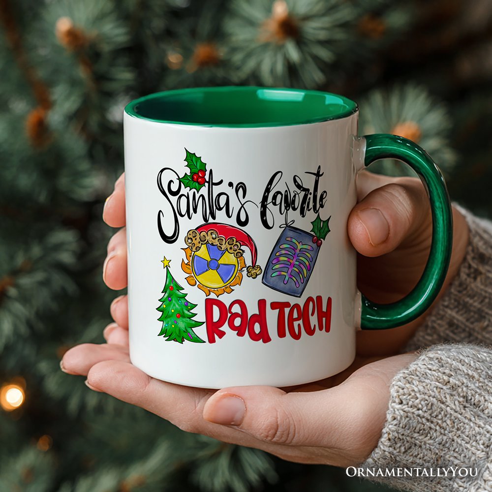 Santa's Favorite Rad Tech Personalized Mug, Radiology Crew Gift with Custom Name Personalized Ceramic Mug OrnamentallyYou 