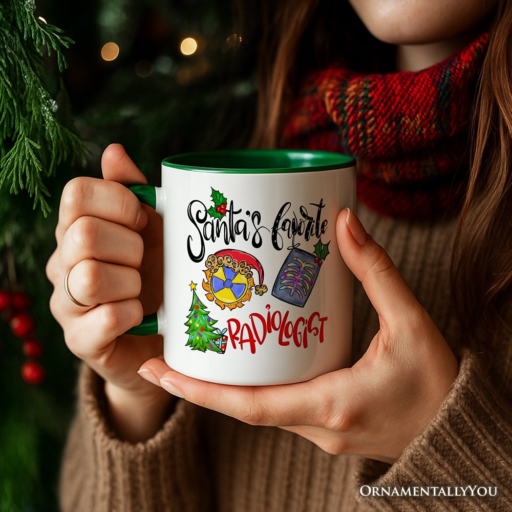 Santa's Favorite Radiologist Personalized Mug, X-Ray Radiology Gift with Custom Name Personalized Ceramic Mug OrnamentallyYou 