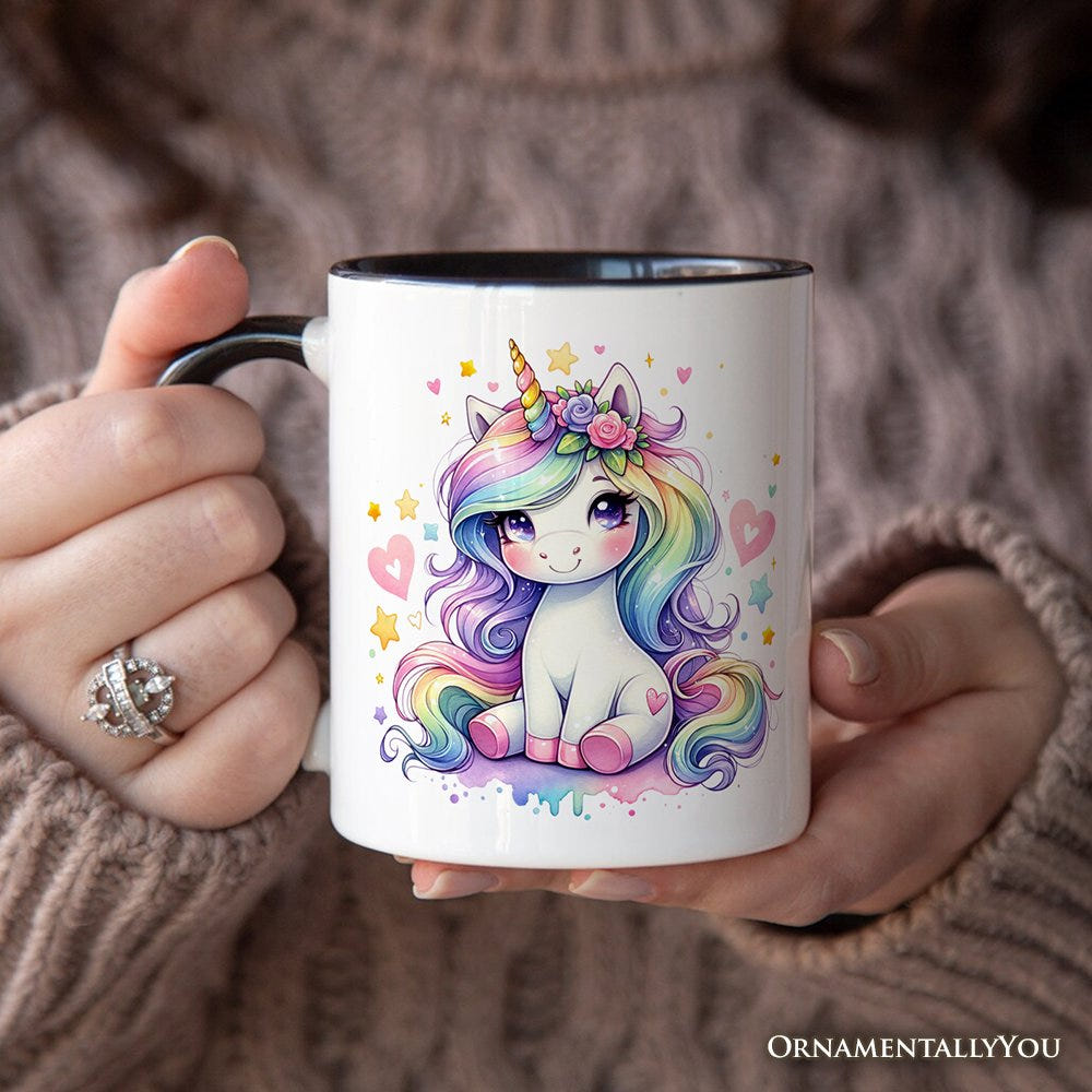 Rainbow Unicorn Mug, Cute Magical Creature Gift Personalized Ceramic Mug OrnamentallyYou 