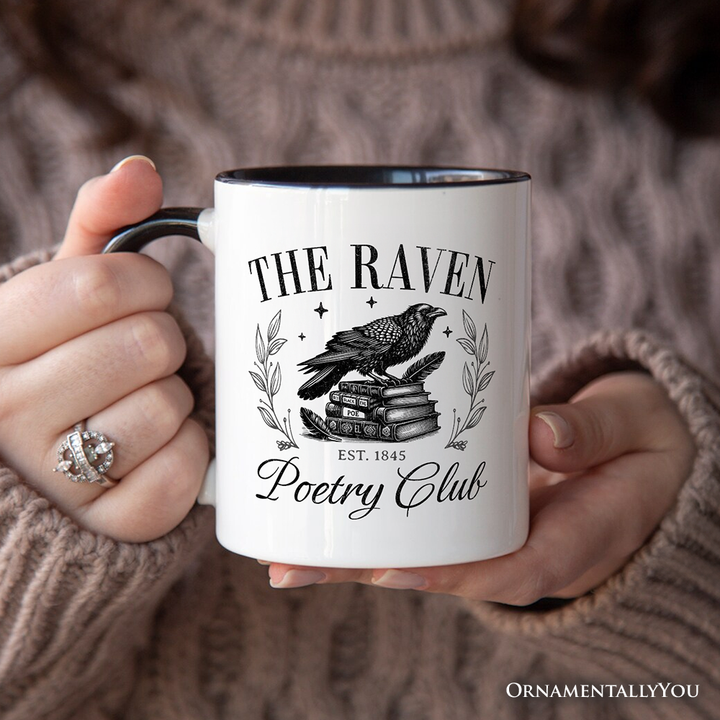The Raven Poetry Club Edgar Allan Poe Personalized Mug, Dark Academia Bookish Gift with Custom Name