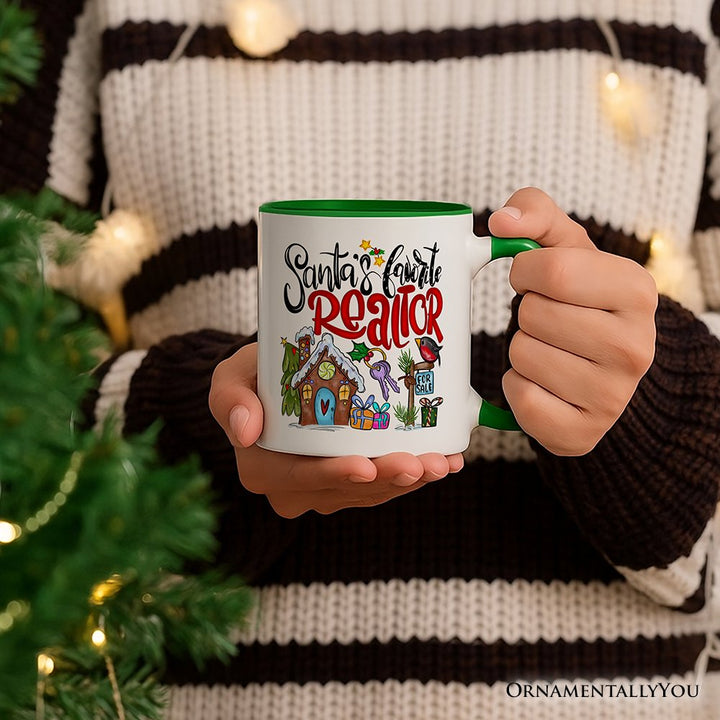 Santa's Favorite Realtor Personalized Mug, Real Estate Agent Gift with Custom Name Personalized Ceramic Mug OrnamentallyYou 