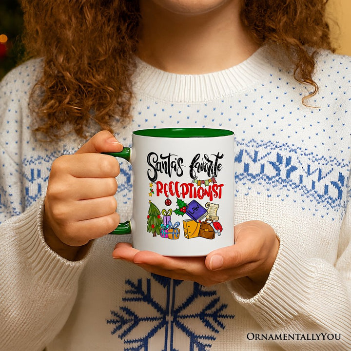 Santa's Favorite Office Receptionist Personalized Mug, Administrator Appreciation Christmas Gift with Custom Name Personalized Ceramic Mug OrnamentallyYou 