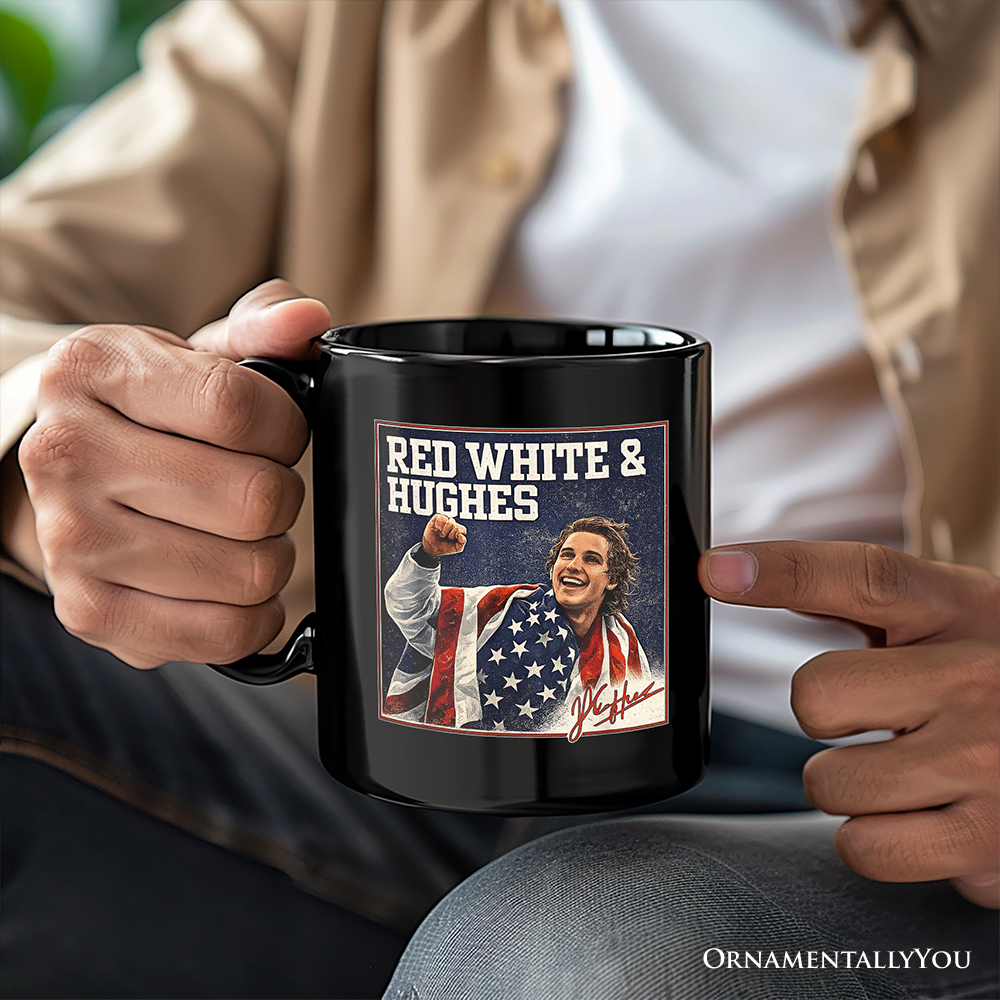 Jack Hughes USA Gold Hockey Mug, American Sport Pride Tee Gift